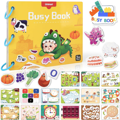 Montessori Busy Book for Toddlers, Educational Toys with 12 Themes, Learning Activities Gift for 1-4 Year Olds