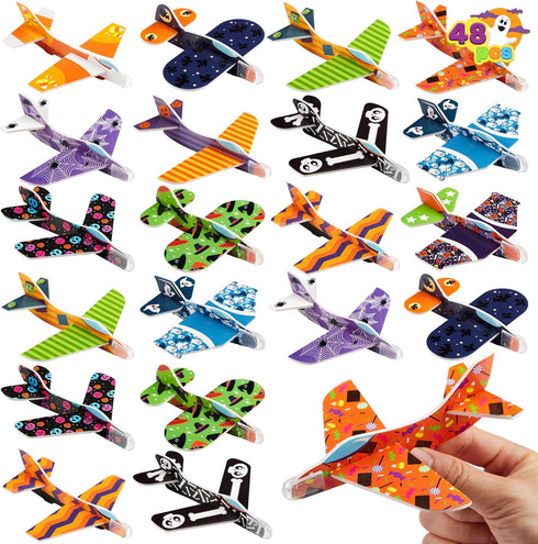 JOYIN 48 PCS Halloween Foam Glider Planes for Kids, Flying Paper Airplane Gliders Toys Bulk for Halloween Party Gifts