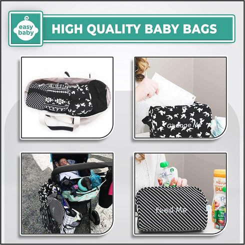 (8 Pack Packing Easy Baby - Diaper, Bottle, and Supplies - Organizer Pouches and Changing Pad - Change, Feed, Dress