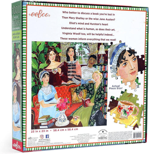 eeBoo: Piece and Love Jane Austen's Book Club 1000-piece Jigsaw Puzzle for Adults and Families, Glossy Pieces