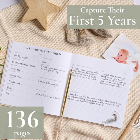 Baby Memory Book - Baby Photo Albums, Scrapbook & Record Book, Journal Gift for Newborn Baby Boy & Girl (Cream Fabric)