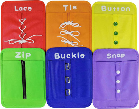 Dress Learning Boards for Preschool, Early Educational Life Skills Learning to Button, Buckle, Zip, Snap, Lace & Tie