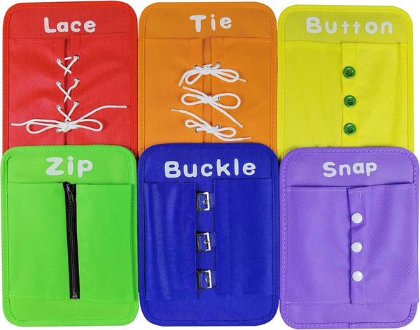 Dress Learning Boards for Preschool, Early Educational Life Skills Learning to Button, Buckle, Zip, Snap, Lace & Tie