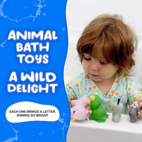 14 Set Set 1 3 6 12 18 SplashEZ Mold Free Animals Bath Toys, No Hole Bath Toys for Toddlers, Bathtub Animals for Kids