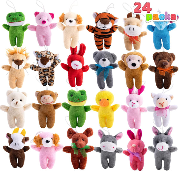 JOYIN 24 Pcs Mini Animal Plush Toys (24 Units 3" Each), Stuffed