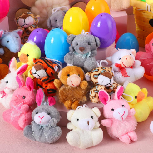36 JOYIN Pcs Pre-Filled Easter Eggs Filled with Plush Animal Toys for Kids Toddlers Easter Egg Hunt, Basket Stuffers