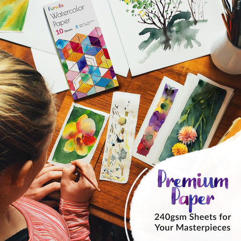 Watercolor Paint Set - 50 Travel Watercolors, Paint for Adults, Kids, Beginners, Palette with Paper, Brush, Art Supplies