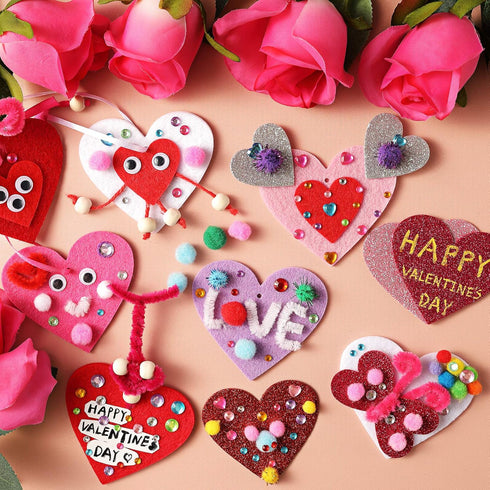 Valentine's Day Crafts for Kids - 361PCS DIY Heart Craft Set, 108 Hearts, 50 Googly Eyes, 60 Pom Poms, Craft Supplies