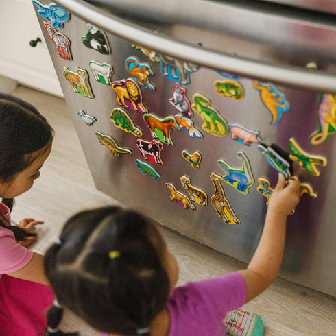 Melissa & Doug Wooden Magnets Set - Animals and Dinosaurs, 40 Wooden Magnets