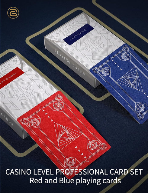 ARTGAME 100% Plastic Playing Cards Bulk Set, 10-Deck Jumbo Index, Waterproof & Washable, Poker Size, Blue/Red