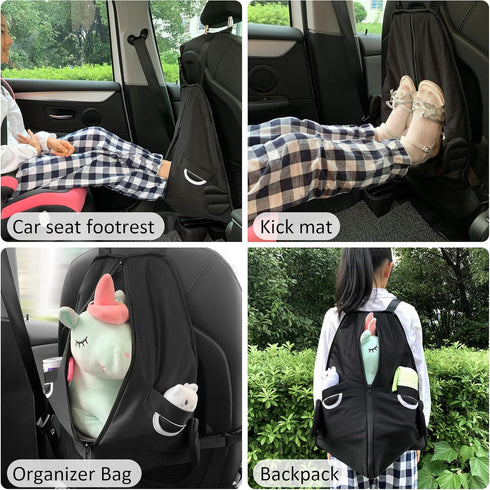 Ihaapsi 4-in-1 Footrest for Kids and Toddlers - Compatible with Car Seats, Portable Organizer, Seat Protector