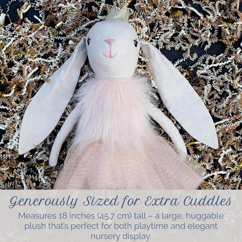 MON AMI Princess Bunny Stuffed Doll, 18", Soft Plush Animal Doll for Kids, Use as Toy or Room Décor