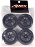 Apex RC Products 1/10 On-Road Black Mesh Wheels, V Tread Rubber Tires (Set of 4) #5002
