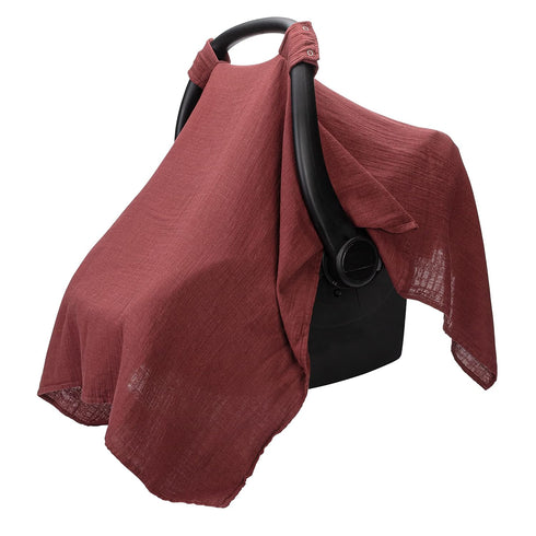 Pack 10 Comfy Cubs Muslin Cotton Baby Car Seat Cover and Burp Cloth Bundled - of - Wine