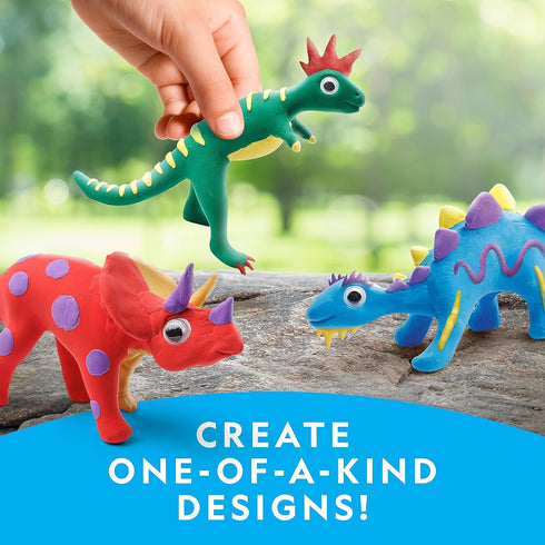 NATIONAL GEOGRAPHIC Clay Dinosaur Arts & Crafts Kit - 5 Clay Colors, 5 Dino Skeletons, Sculpting Tool