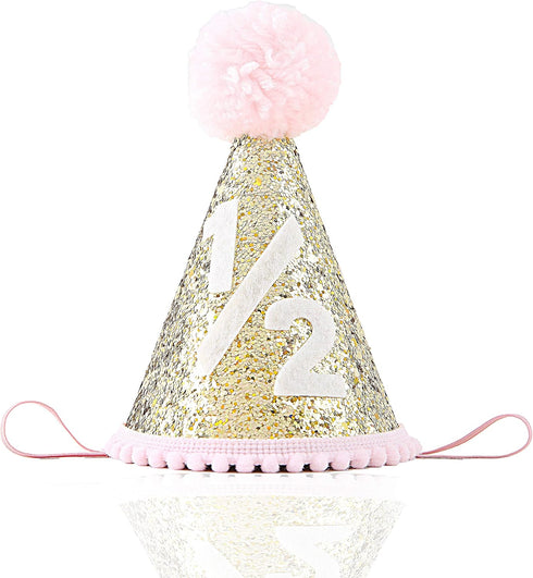 WAOUH Half Birthday Crown Hat - Mini Cake Smash Photo Prop for Baby's 6 Month Milestone Party Hats