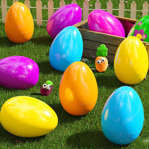 12 6 Inch PCS Jumbo Easter Eggs Colorful Giant Plastic Easter Eggs Fillable Large Suprise Egg for Easter Themed Hunt
