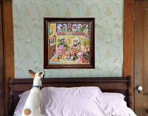 eeBoo Piece and Love Family Dinner Night, 1000 Piece Square Jigsaw Puzzle for Friends and Family