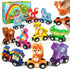 Vanmor Wooden Train Set for Toddlers, Magnetic Animal Number Train Toys for