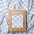 Set, 100% Miaoberry Checkered Muslin Swaddle Organic Cotton, Mist Blue,Checkerboard, Gender-Neutral, with Matching Bow