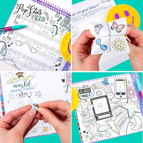 Set, 6, 7, 8, 9 Just My Style Pop & Color Sketchbook, Creative Fidget Sketchbook and Pen Great Weekend Activity