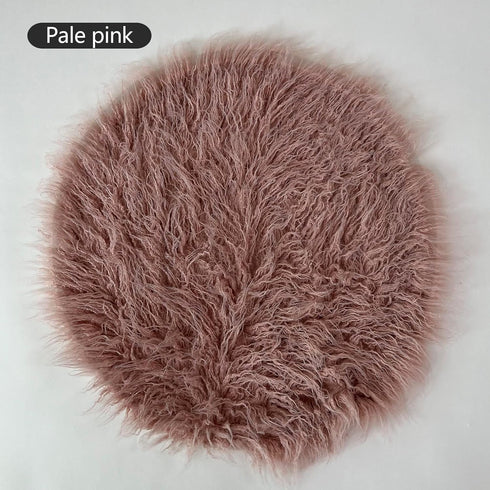 Newborn Photo Props Faux Fur Round Blanket, 23.6 inch Soft Baby Boy Girl Photo Mat, Light Pink