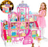 Doll House for Girls, 11 Rooms Dollhouse with Dolls, Puppies, Furniture, LED Light, Toddler Playhouse Gift