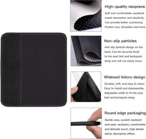 Mokiwala 2-Pack Backpack, Car Seat Belt Pad Cover, Soft Car Safety Seat Belt Strap Shoulder Pad for Adults