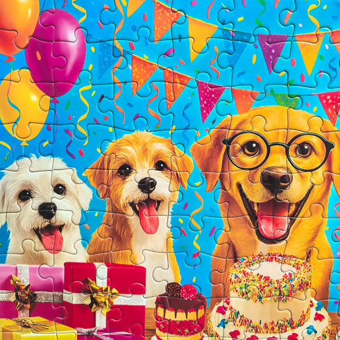 100 6-8 8-10, Piece Puzzles for Kids Ages Jigsaw Puzzles for Adults Seniors - Puppy Birthday Party