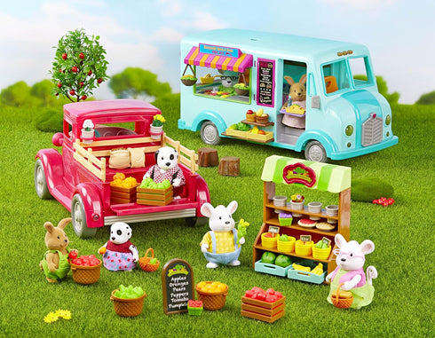 Playset Playset 3+ Li'l Woodzeez Farmer's Truck Doll with Toy Truck, Miniature Food & Accessories Compatible with Doll