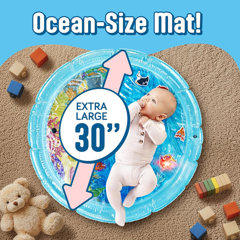 Tummy 30" Tummy 3 36 SplashEZ Lights Up Time Water Mat for Babies, X-Large Baby Water Mat Time for Sensory Play