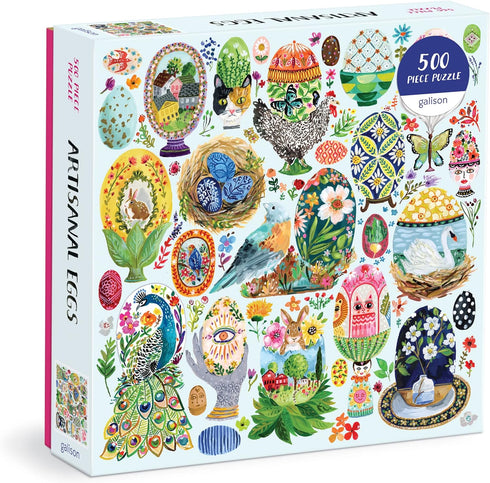 Galison Artisanal Eggs – 500 Piece Puzzle with Bright Artwork of Beautifully Painted Eggs for Adults and Families