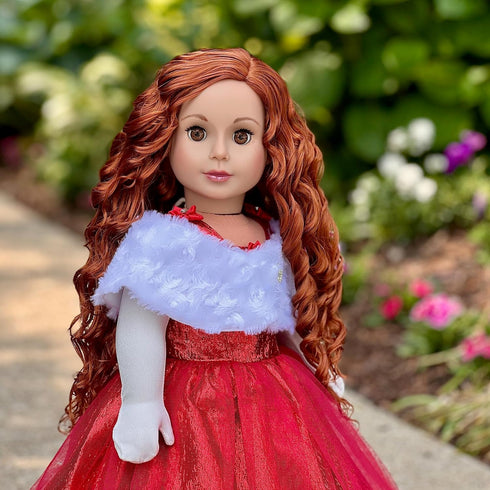Lady in Red Doll Outfit - 3 Piece 18 inch Set, Red Gown, Gloves, and Cape (Doll Not Included)