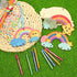 TREACLUB 12 Pack DIY Wind Chime Kit for Kids - Make Your Own Rainbow Coloring Star Moon Sun Arts and Crafts - Wooden