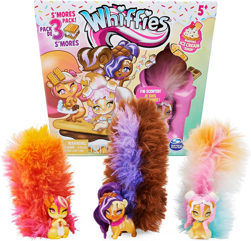 Whiffies S’mores 3-Pack - Collectible Animals with Scented Plush Tails, Kids Toys for Ages 5 and Up