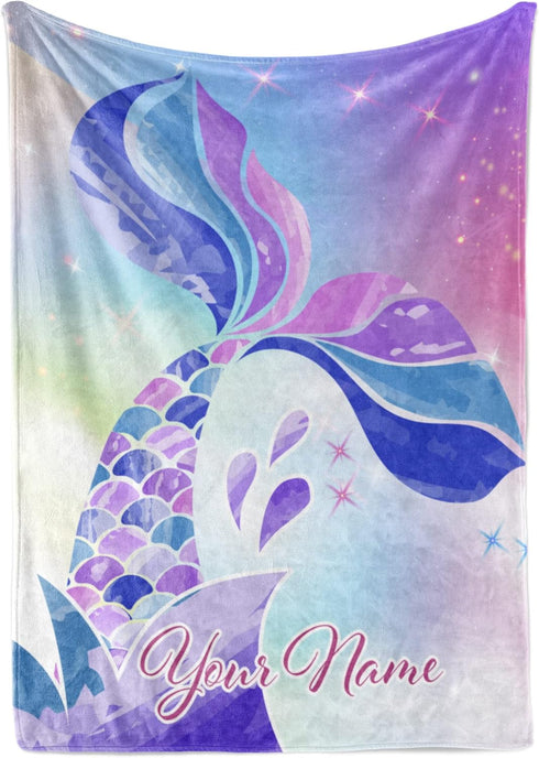 Personalized Mermaid Fleece Blanket - Ships Next Day, Made in USA -