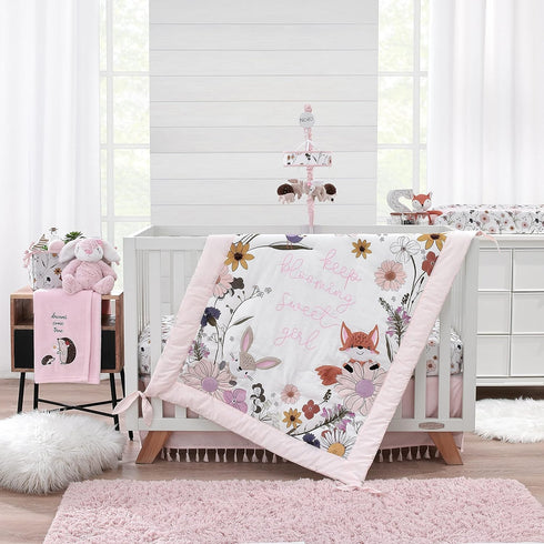 NoJo Keep Blooming Floral Changing Pad Cover in Pink, White, Purple and Gold