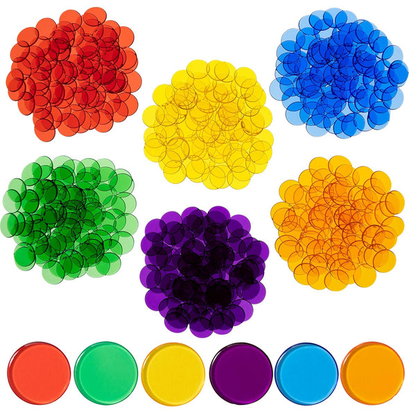 edxeducation Transparent Counters, Set of 500 Math Manipulatives for Kids, Assorted Colors, 3/4 in