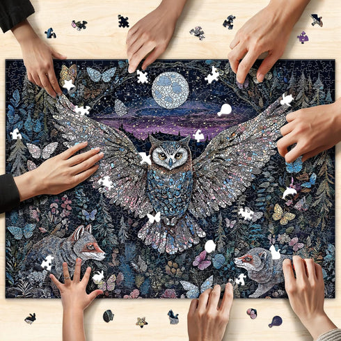 1000 Adults,6 26.6x19.2 Glow-in-The-Dark Owl Puzzles for Adults Pieces, Difficult Challenging Unique Puzzle for Colors