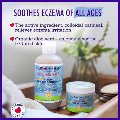 100% 8.5 oz. California Baby Eczema Body Wash & Shampoo | Gentle Steroid-Free Eczema Treatment | Colloidal Oatmeal +