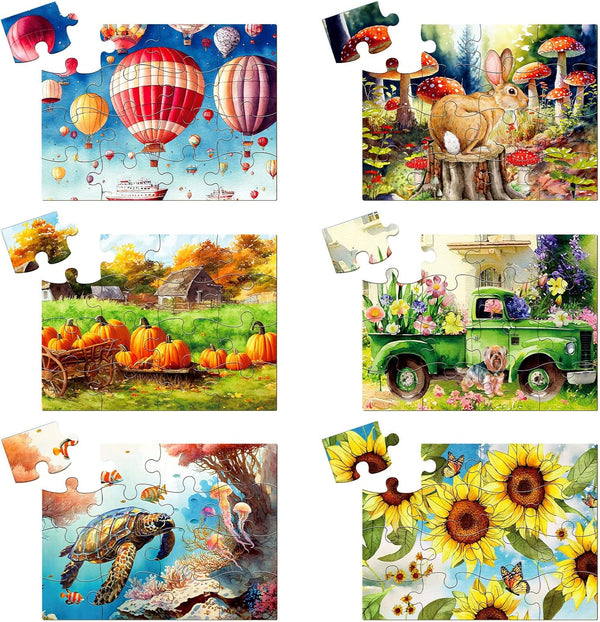 Liliful 6 Pack 16 Pcs - 12.6 x 9.45 Inch Large Piece Wooden Dementia Puzzles for Seniors