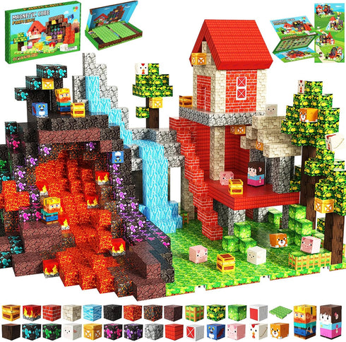powerful xishan 150 PCS Magnetic Blocks, Magnetic Building Blocks Cubes, Farm Magnet Toys for