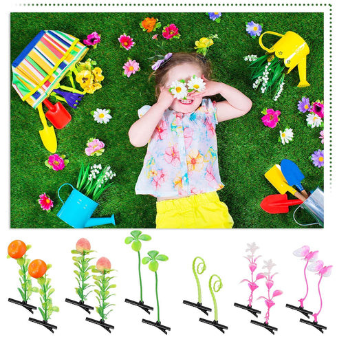 30 Pcs Mixed Style Bean Sprout Hair Clips, Plant Hairpins & Butterfly Headwear for Women and Girls