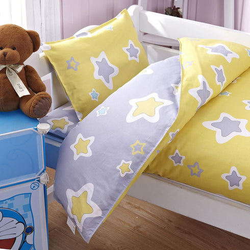 MEJU 100% 43" 59" 13" X19" Set Star Yellow Cotton Duvet Cover X + Pillowcase Bedding with Zipper Closure for Baby