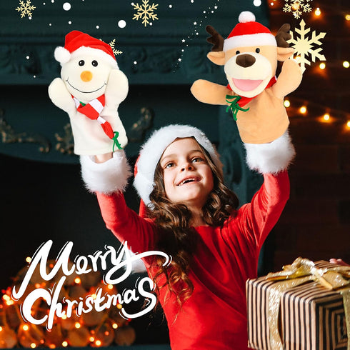 Hopearl Plush Christmas Snowman Hand Puppet, Interactive Storytelling Toy for Kids, 17''