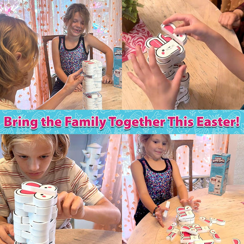 6+, Easter Bunny Stack Bunny-Themed Wooden Stacking Game for Kids & Adults, Fun Family Tower Game, Indoor & Outdoor