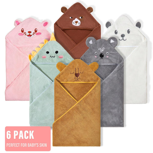 Towels,6 Pack Set,Soft Essential(31.5 31.5 Inch) Yaiseiko Baby Hooded Bath Baby Bath Towel and Absorbent Toddler Towels