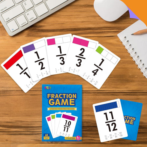 68 1-12, Fraction Flashcards - Funny Math Game Cards for All Fractions Compare and Simplify, Educational Learning Tool