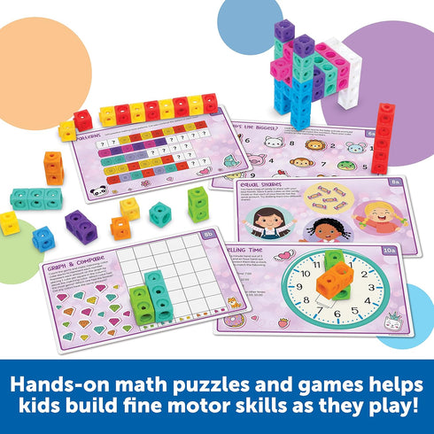 MathLink Cubes Kindergarten Math Activity Set, 115 Pieces, PreK Manipulatives for Age 5+