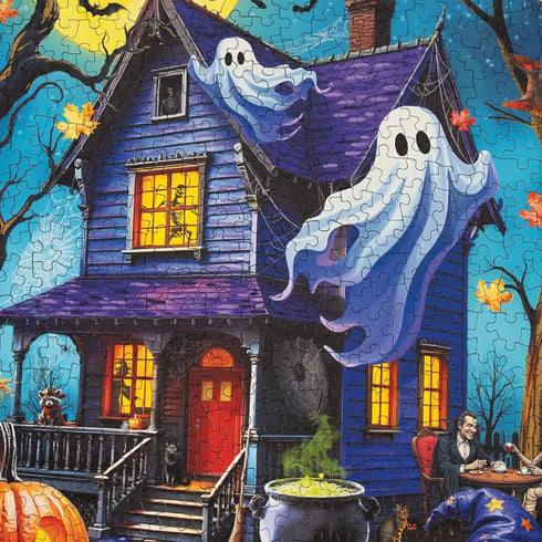 1000 Springbok Haunted Halloween Party Piece Jigsaw Puzzle for Adults - Haunted Mansion - Unique Cut Pieces - Made
